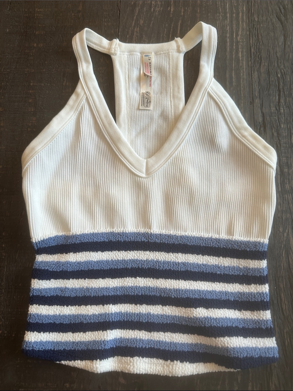 Free People White and Blue Striped One-Piece Tank Top - Size XS/S